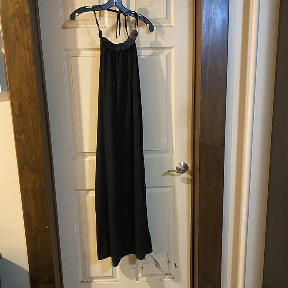 Black Long Dress with Decorative Beads